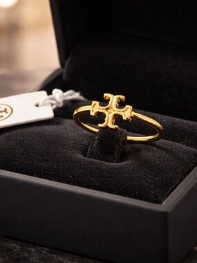 Tory Burch Polished Gold Logo Ring